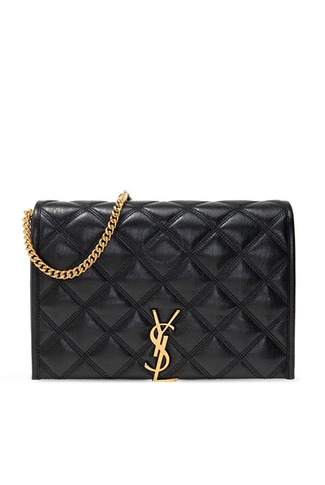 SAINT LAURENT Lambskin Quilted Mini Becky Chain Bag Deep 